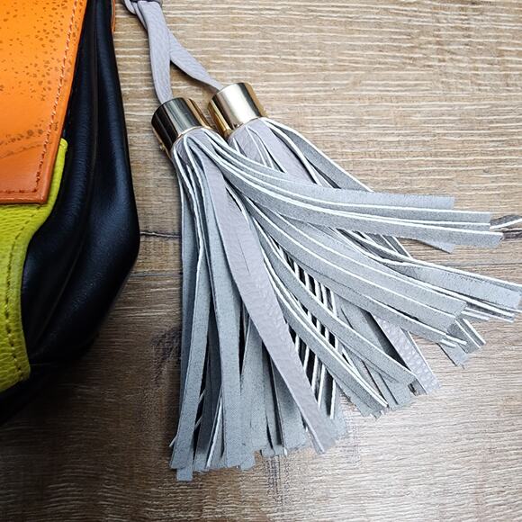 Braccialini Retro Color Block Italian Leather Top Handle Bag Crossbody - Picture 3 of 13